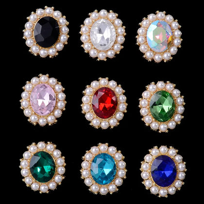 10 Pcs Pearl Edge Diamond Buckle Hair Clothing Bag Accessories DIY
