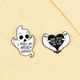 10 Cartoon Spooky Ghost Brooches Punk Lapel Pins Funny Enamel Badges