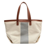 Winter Canvas Tote Bag for Women Large Capacity Shopping Bag with Strips