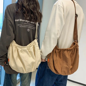 Teenager Canvas Hobo Shoulder Bag Student Casual Big Size School Book Laptop Bag