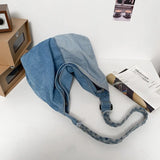 High Street Denim Braid Belt Messenger Bag for Teens