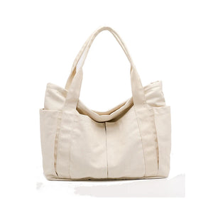 100% Cotton Totes For Women Large Capacity Canvas Shoulder Bags Solid Packages