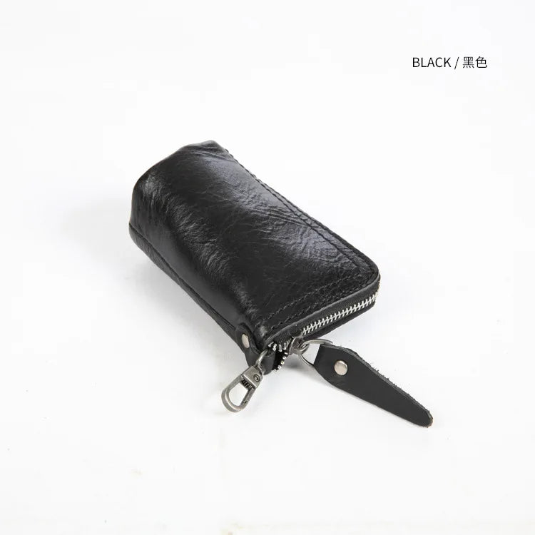 Cow Leather Key Bag Zipper Keychain Auto Car Key Case Bag