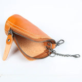 Cow Leather Key Bag Zipper Keychain Auto Car Key Case Bag