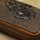 Leather Car Key Wallet Men Key Holder Housekeeper Horse Carving Keychain Covers