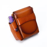 High Cowhide Leather Cigarette Case Men Vintage Small Belt Waist Bag