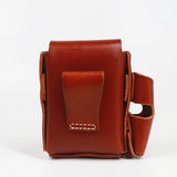 High Cowhide Leather Cigarette Case Men Vintage Small Belt Waist Bag
