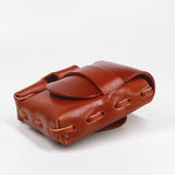 High Cowhide Leather Cigarette Case Men Vintage Small Belt Waist Bag