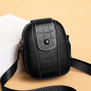 Leather Women Crossbody Zipper Shoulder Bag