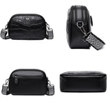 Leather Small Shoulder Bag Retro Style Wide Strap Messenger Wallet