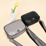 Leather Small Shoulder Bag Retro Style Wide Strap Messenger Wallet
