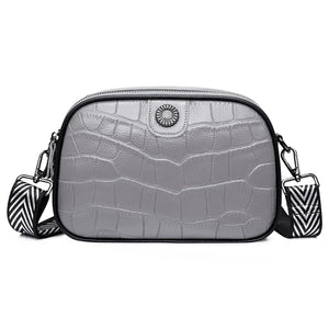 Leather Small Shoulder Bag Retro Style Wide Strap Messenger Wallet