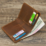 100% Leather Wallet for Men Retro Crazy Horse Leather Men Wallets