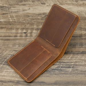 100% Leather Wallet for Men Retro Crazy Horse Leather Men Wallets