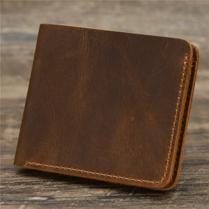 100% Leather Wallet for Men Retro Crazy Horse Leather Men Wallets