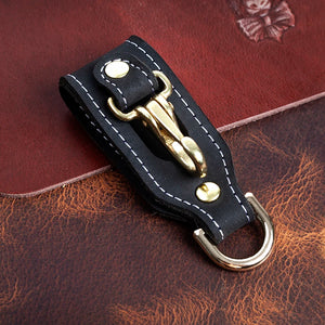 Vintage Leather Key Holder Men Waist Belt Loop Hook Buckle Keychain Organizer