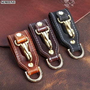 Vintage Leather Key Holder Men Waist Belt Loop Hook Buckle Keychain Organizer