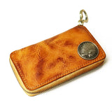 Leather Key Wallet Men Car Key Holder Zipper Key Case Top Male Man