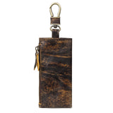 Leather Key Wallet Men Car Key Holder Zipper Keys Case Top