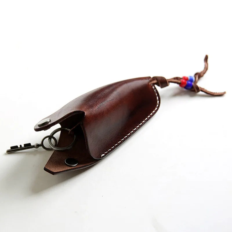 Leather Key Wallet Pouch Men Car Key Case Holder