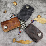 Leather Key Wallet for Men Women Housekeeper Key Chain Holder