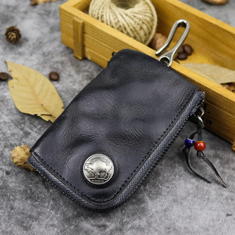 Leather Key Wallet for Men Women Housekeeper Key Chain Holder