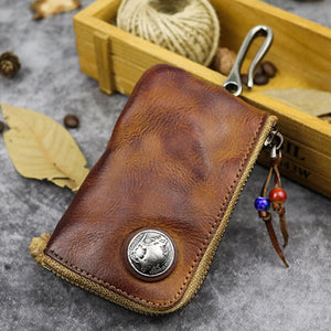 Leather Key Wallet for Men Women Housekeeper Key Chain Holder