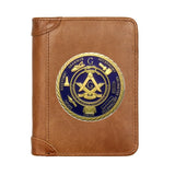 Masonic Leather Men Wallets with Emblem Design