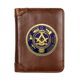 Masonic Leather Men Wallets with Emblem Design