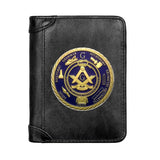 Masonic Leather Men Wallets with Emblem Design