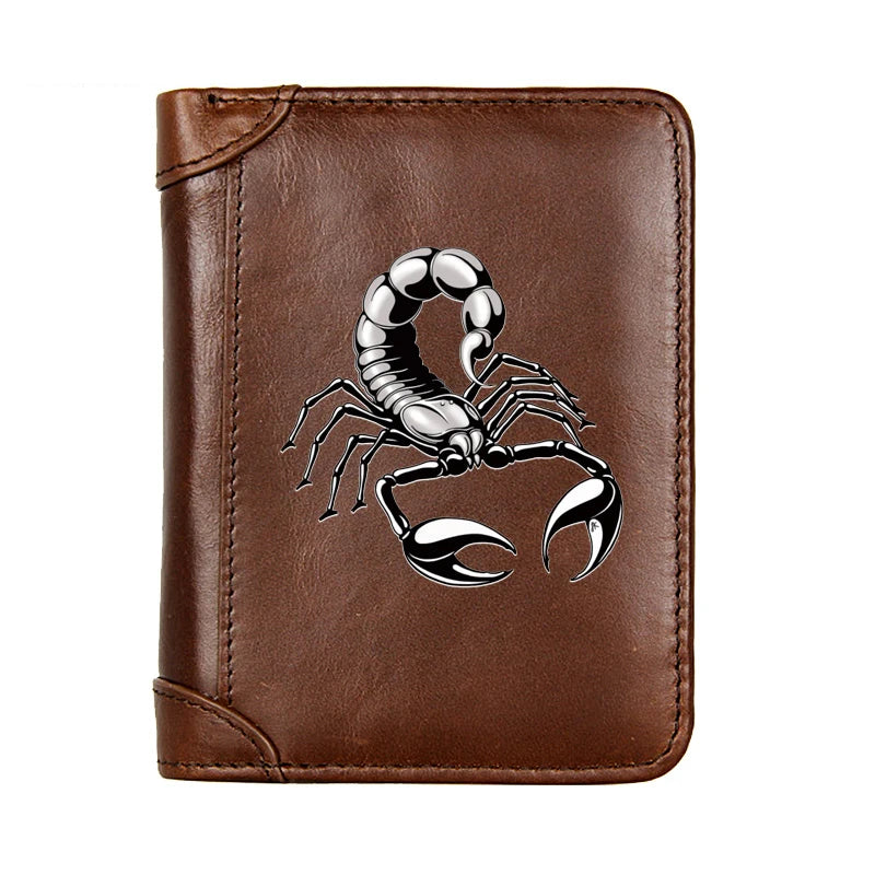 Silver Scorpion Printed Leather Men's Wallet