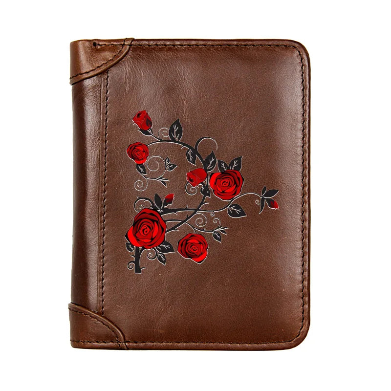 Vintage Vine Roses Printing Men Wallets Short Purses