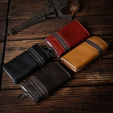 Leather Zipper Key Wallets Men Women Head Layer Cowhide Key Holder