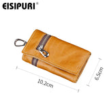 Leather Zipper Key Wallets Men Women Head Layer Cowhide Key Holder