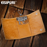 Leather Zipper Key Wallets Men Women Head Layer Cowhide Key Holder