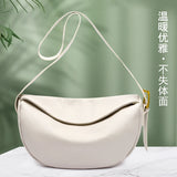 Genuine Leather Shoulder Bag Women's Half Moon Cowhide Messenger Bag