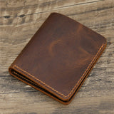 Vintage Style Bifold Brown Leather Wallet for Men