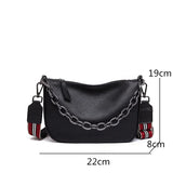 Leather Women Handbag Chains Cowhide Female Shoulder Bag