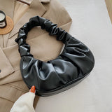 100% Leather Pleated Underarm Bag Sweet One Shoulder Bag