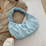 100% Leather Pleated Underarm Bag Sweet One Shoulder Bag