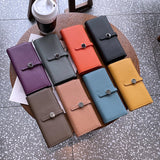 Leather Women Long Wallet Round Hasp Phone Clutch Bag