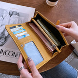 Leather Women Long Wallet Round Hasp Phone Clutch Bag