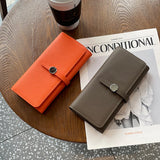 Leather Women Long Wallet Round Hasp Phone Clutch Bag
