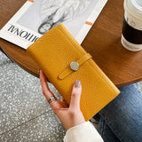 Leather Women Long Wallet Round Hasp Phone Clutch Bag