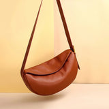 100% Leather Women's Shoulder Bag with Wide Strap