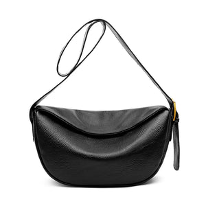100% Leather Women's Shoulder Bag with Wide Strap