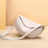 100% Leather Women's Shoulder Bag with Wide Strap