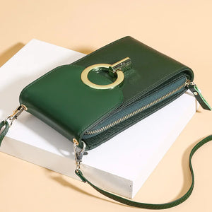 Women's Leather Crossbody Messenger Bag Multi-functional Shoulder Bag