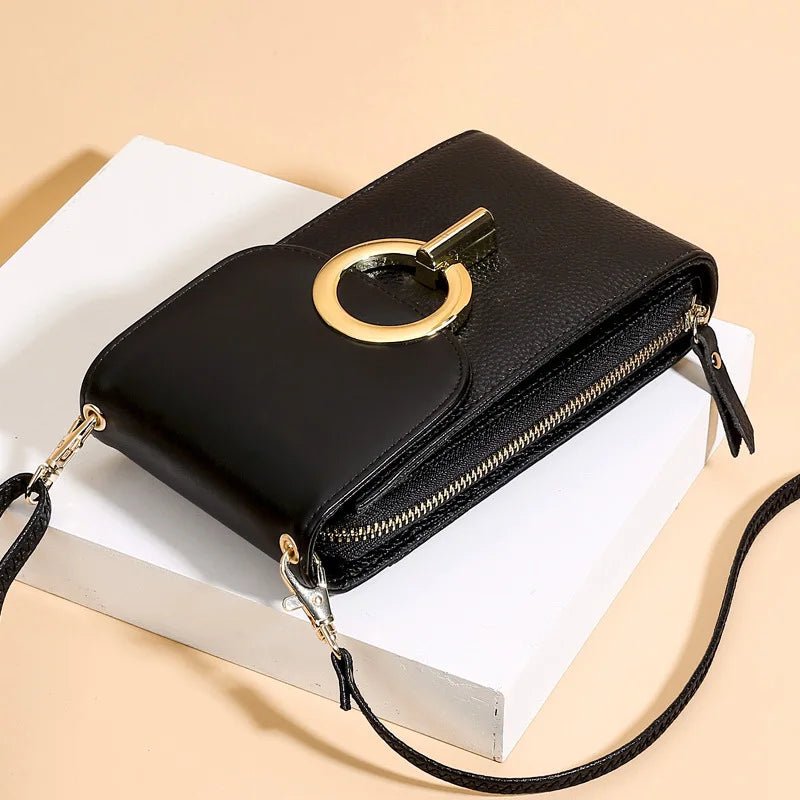 Women's Leather Crossbody Messenger Bag Multi-functional Shoulder Bag