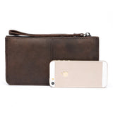 Retro Crazy Horse Leather Long Wallet Men Women Clutch Bag Handbag